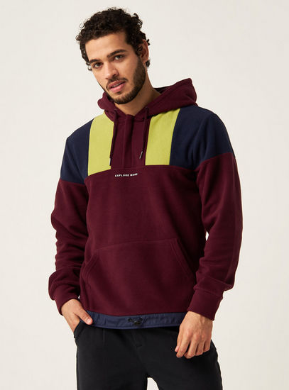 Textured Hooded Sweatshirt with Long Sleeves and Pocket