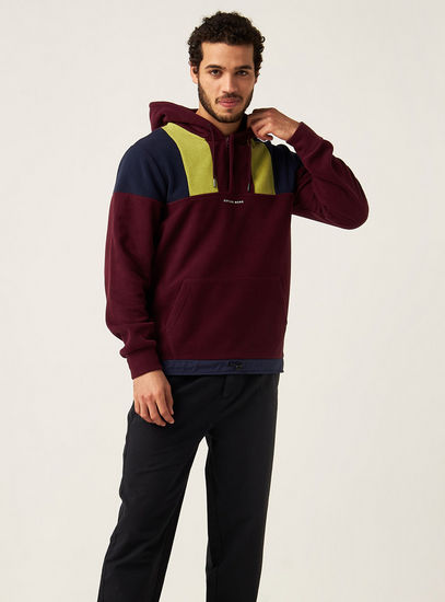 Textured Hooded Sweatshirt with Long Sleeves and Pocket