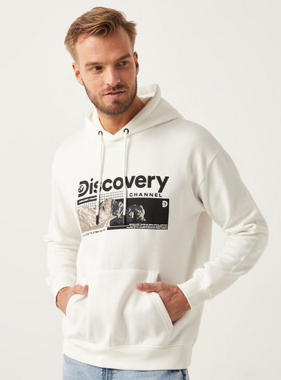 Printed Sweatshirt with Hood and Kangaroo Pocket