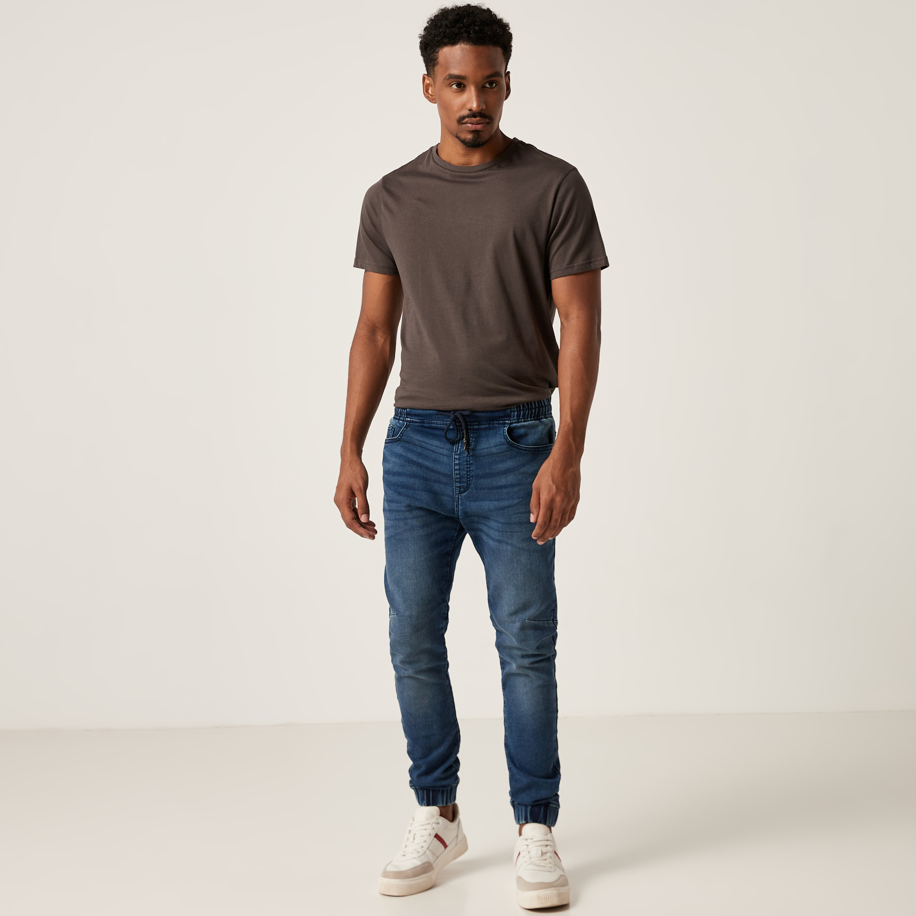 Shop Slim Fit Denim Joggers Online Max Bahrain