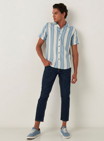 Striped Regular Fit Tencel Shirt-Shirts-image-1