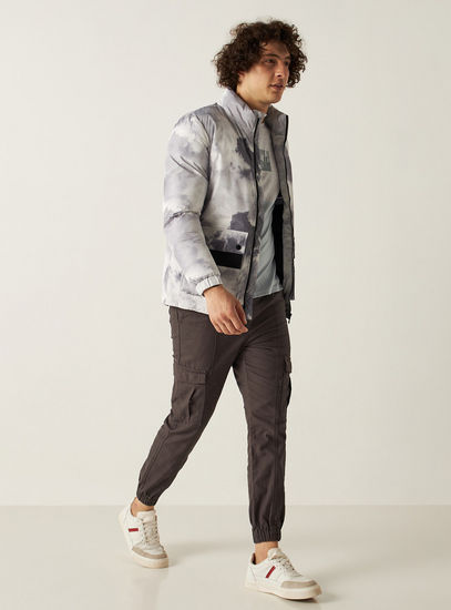Printed Puffer Jacket with Long Sleeves and Pockets-Jackets-image-1