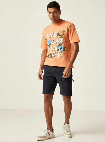 Graphic Print BCI Cotton T-shirt with Short Sleeves and Crew Neck
