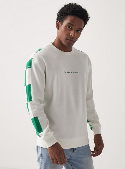 Checked Sweatshirt with Long Sleeves and Crew Neck