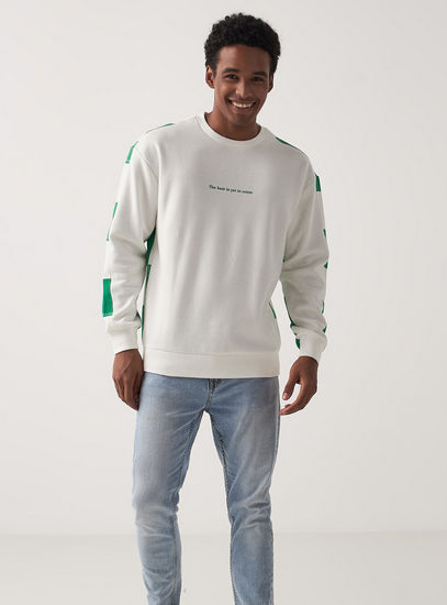 Checked Sweatshirt with Long Sleeves and Crew Neck