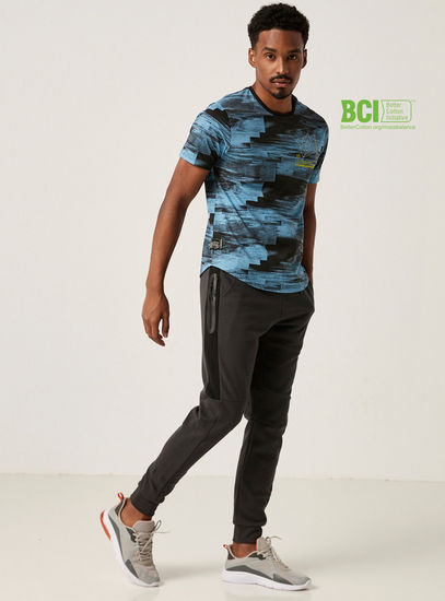 Printed BCI Cotton Crew Neck T-shirt with Short Sleeves