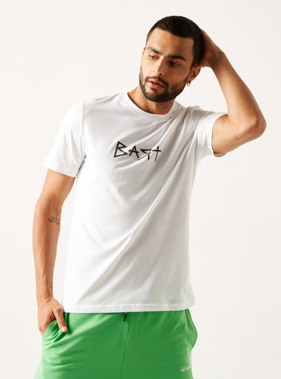 Bart Simpson Print T-shirt with Crew Neck and Shorts Sleeves