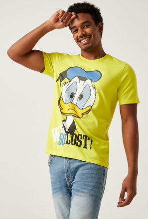 Donald Duck Print T-shirt with Short Sleeves and Crew Neck