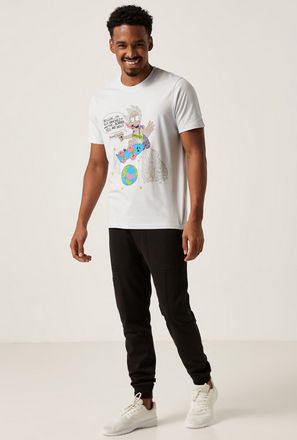Rick and Morty Print Crew Neck T-shirt with Short Sleeves