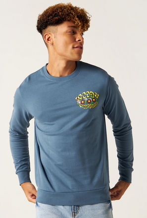 Woody Woodpecker Print Sweatshirt with Crew Neck and Long Sleeves