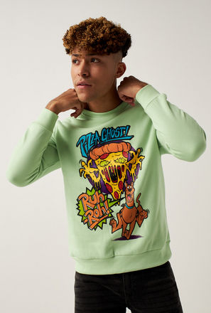 Scooby Doo Print Sweatshirt with Crew Neck and Long Sleeves