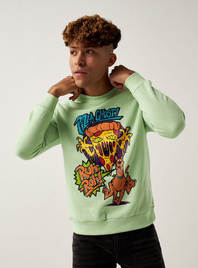 Scooby Doo Print Sweatshirt with Crew Neck and Long Sleeves