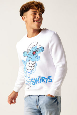 The Smurfs Print Sweatshirt with Crew Neck and Long Sleeves