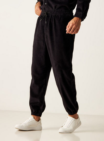 Textured Corduroy Jogger with Drawstring Closure and Pockets