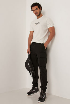 Solid Cargo Joggers with Flap Pockets and Drawstring Closure