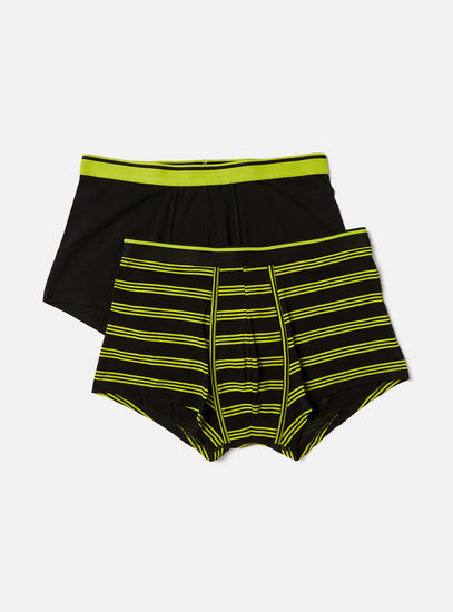 Set of 2 - Assorted Trunks with Elasticated Waistband-A-Front Boxer-image-0