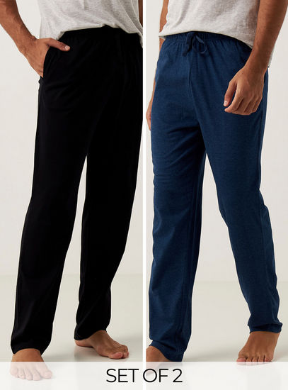 Set of 2 - Solid Pyjama with Drawstring Closure and Pockets