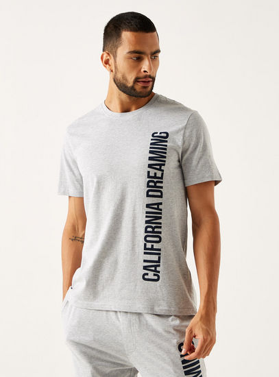Printed BCI Cotton Crew Neck T-shirt and Pyjama Set-Sets-image-1