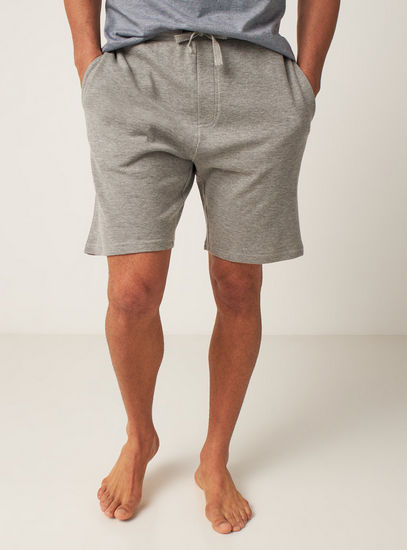 Plain Shorts with Drawstring Closure and Pockets