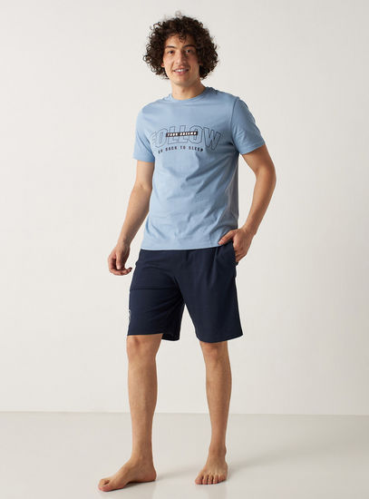 Printed Round Neck T-shirt and Shorts Set