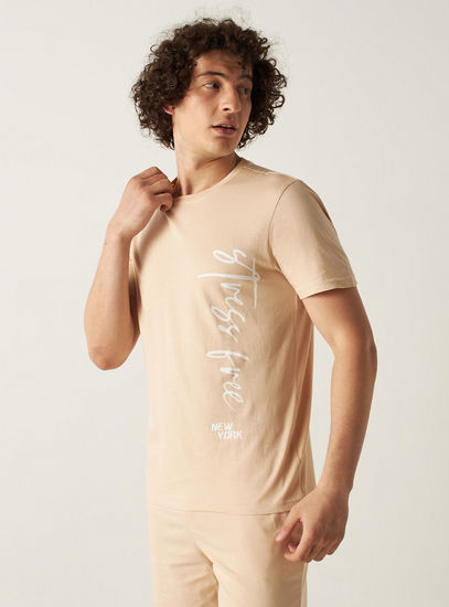 Printed Round Neck T-shirt and Shorts Set-Sets-image-1