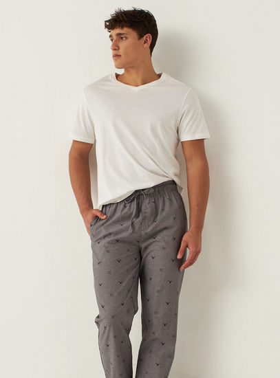 Printed Full Length Pyjama with Drawstring Closure-Shorts & Pyjamas-image-1