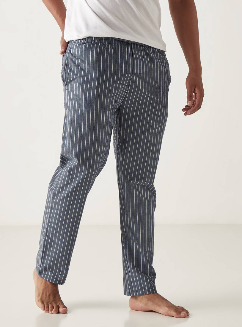 Striped Full Length Pyjama with Drawstring Closure and Pockets-Shorts & Pyjamas-image-0