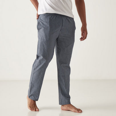 Striped Full Length Pyjama with Drawstring Closure and Pockets