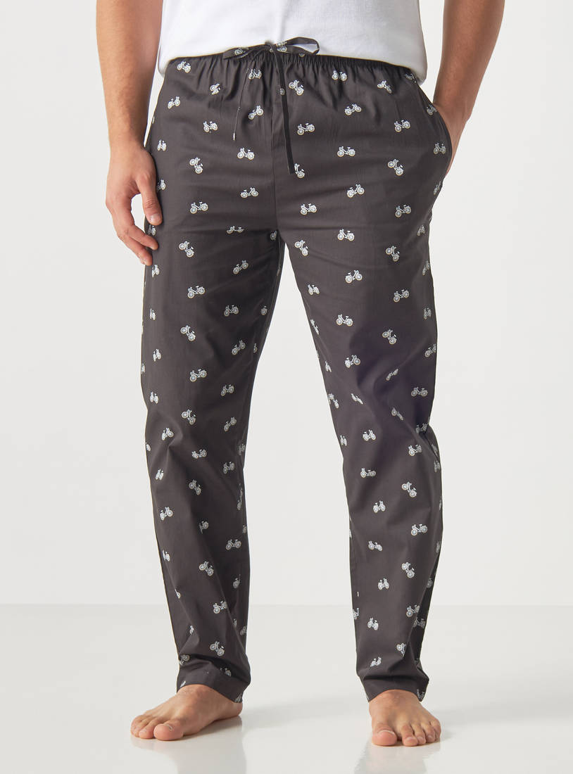Printed Pyjamas with Drawstring Closure and Pockets-Shorts & Pyjamas-image-0
