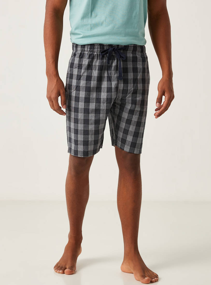 Checked Shorts with Drawstring Closure-Shorts & Pyjamas-image-1