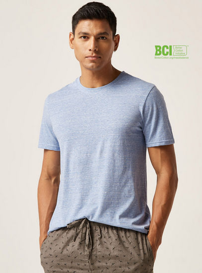 Solid Round Neck BCI Cotton T-shirt with Short Sleeves