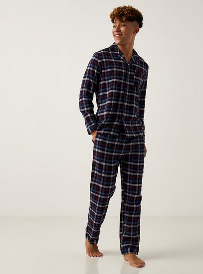Checked Long Sleeves Shirt and Pyjama Set