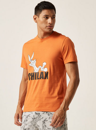 Bugs Bunny Print BCI Cotton T-shirt and Mid-Rise Pyjama Set