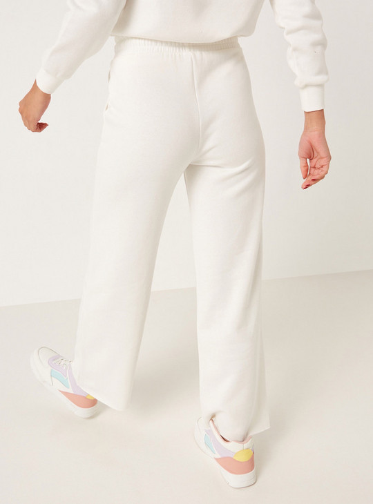 Solid Track Pants with Drawstring Closure and Pockets