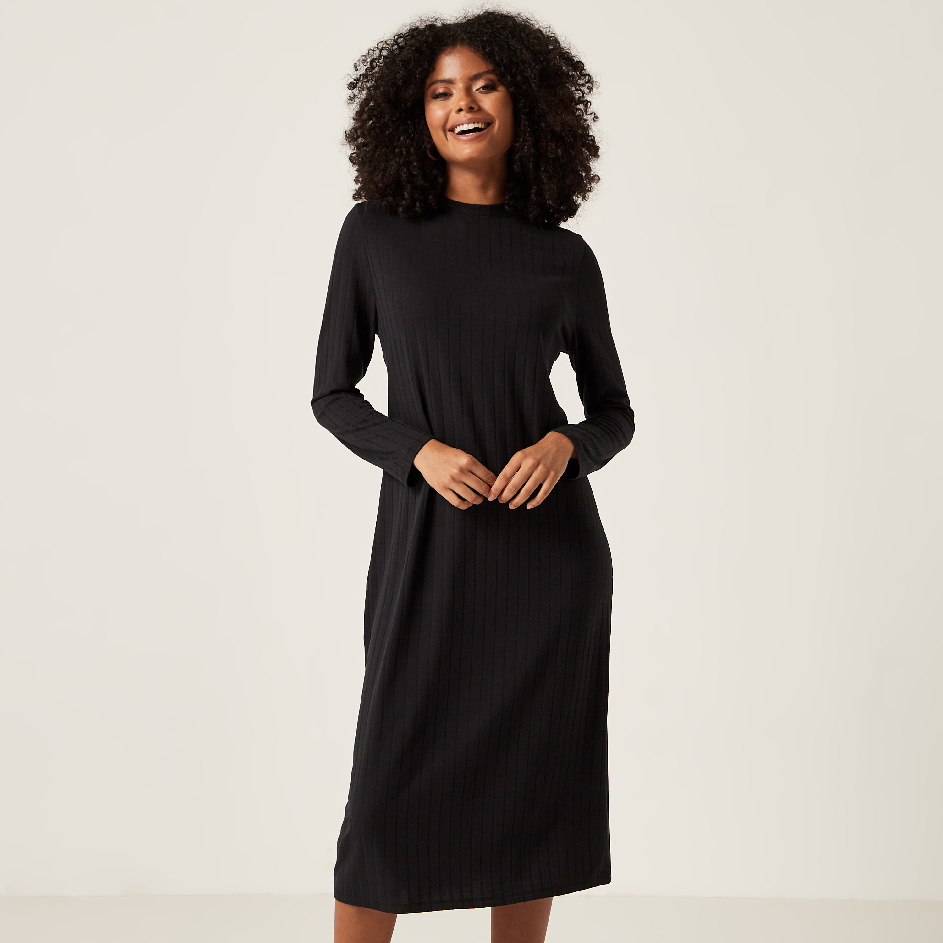 Shop Ribbed Midi Shift Dress Online Max Qatar