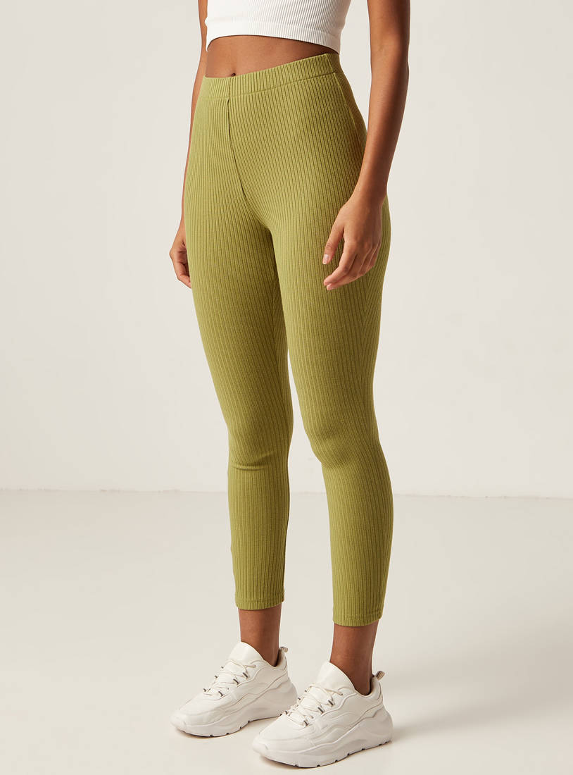 Shop Ribbed Leggings with Elasticated Waistband Online