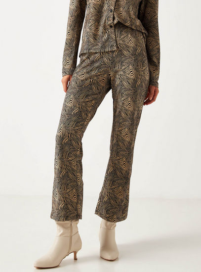Printed Pants with Wide Leg Detail
