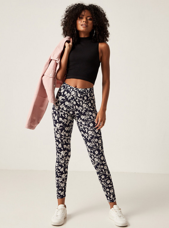 Floral Printed Leggings with Elasticated Waistband