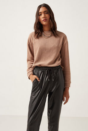 Ribbed Jumper with Crew Neck and Long Sleeves