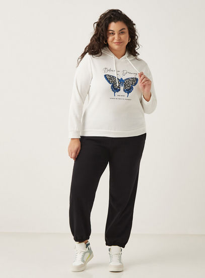 Butterfly Print Hooded Sweatshirt-Hoodies & Sweatshirts-image-1