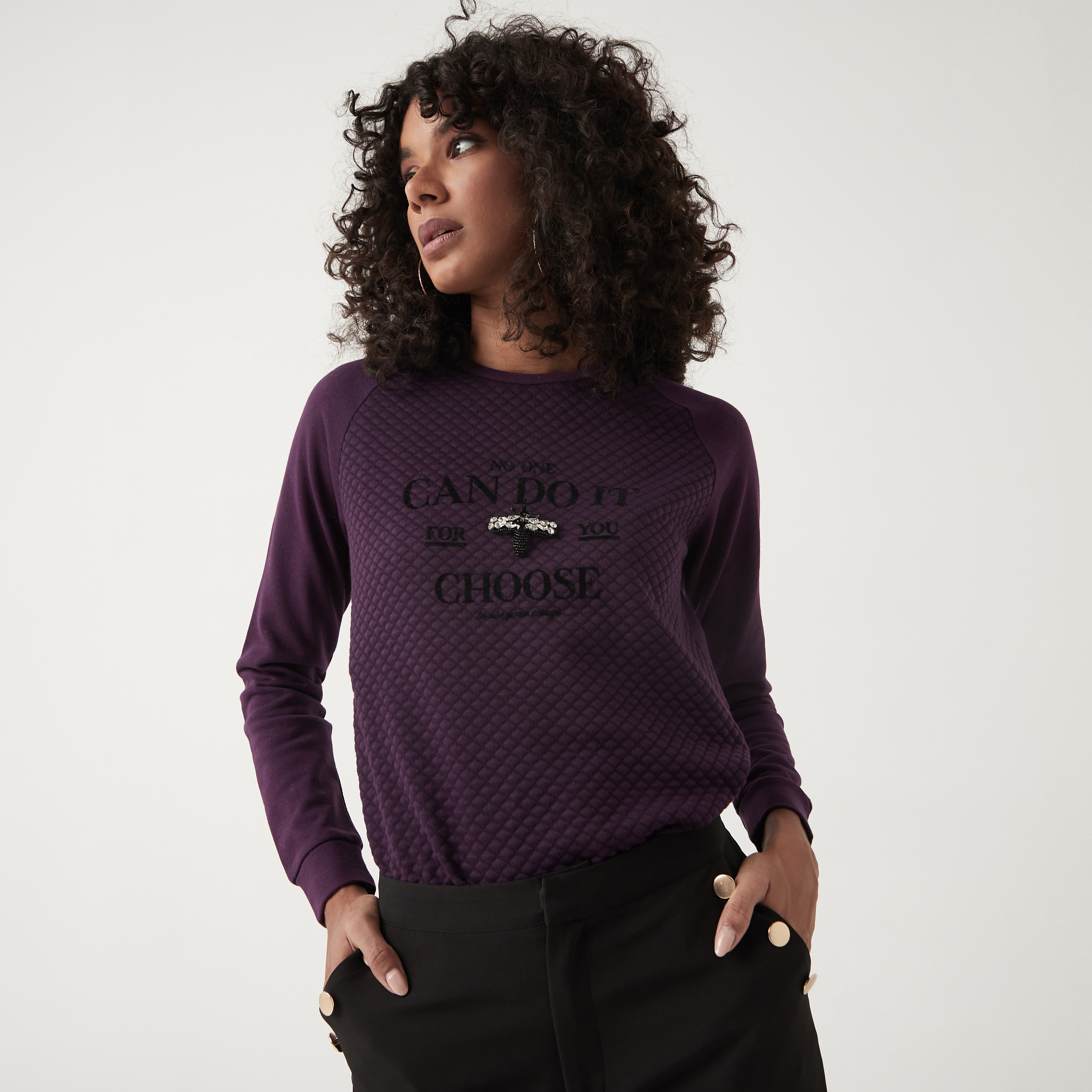 Shop Slogan Print Crew Neck Sweatshirt 