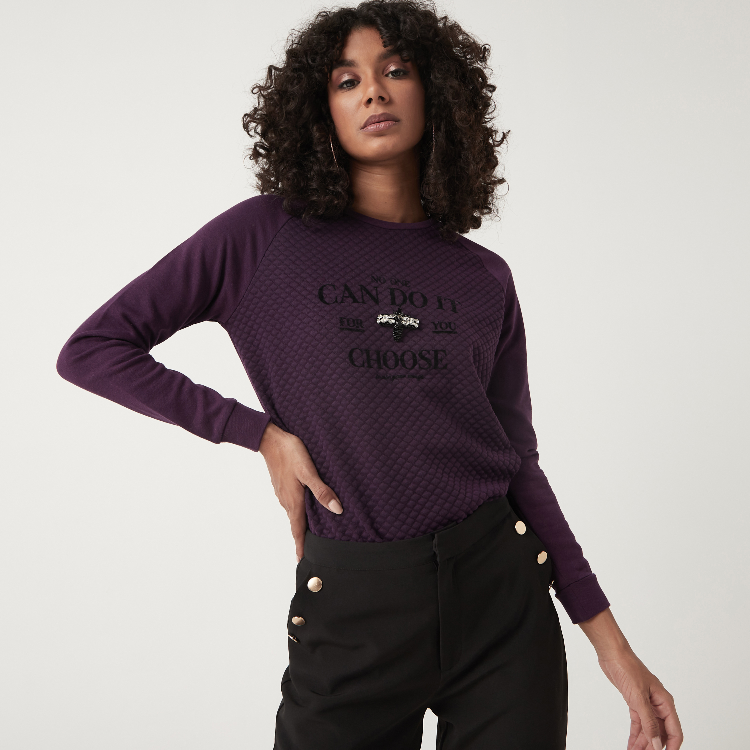 Shop Slogan Print Crew Neck Sweatshirt 