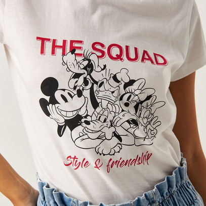 Mickey Mouse and Friends Print T-shirt with Short Sleeves