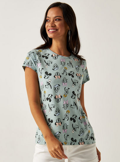 Mickey Mouse and Friends Print T-shirt with Short Sleeves