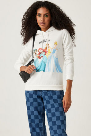 Disney Princess Print Sweatshirt with Hood and Long Sleeves