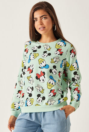 Mickey and Friends Print Sweatshirt with Crew Neck and Long Sleeves