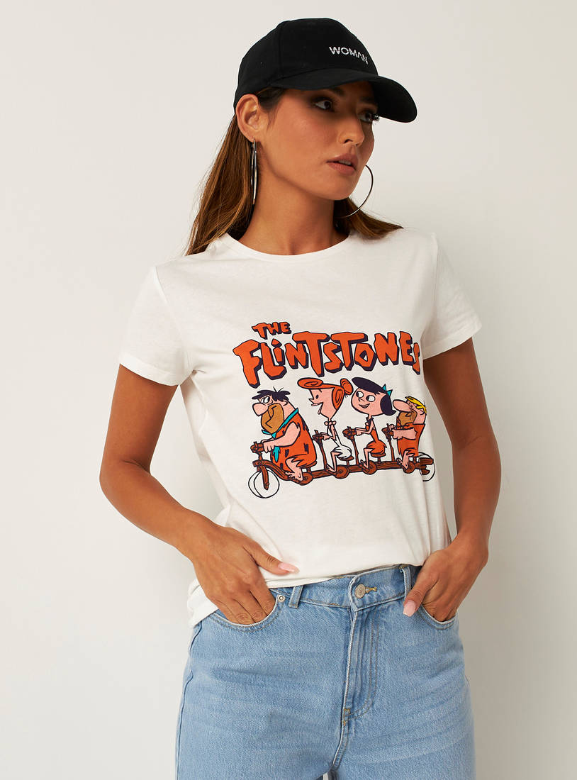 The Flintstones Print T-shirt with Short Sleeves and Crew Neck-Tops & T-shirts-image-0