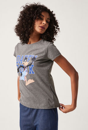 Daffy Duck Print T-shirt with Short Sleeves and Crew Neck