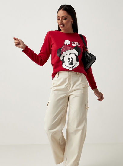 Mickey Mouse Print Sweatshirt with Crew Neck and Long Sleeves-Hoodies & Sweatshirts-image-1