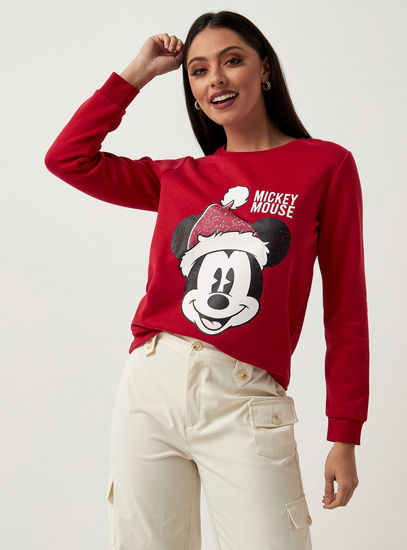 Mickey Mouse Print Sweatshirt with Crew Neck and Long Sleeves-Hoodies & Sweatshirts-image-0